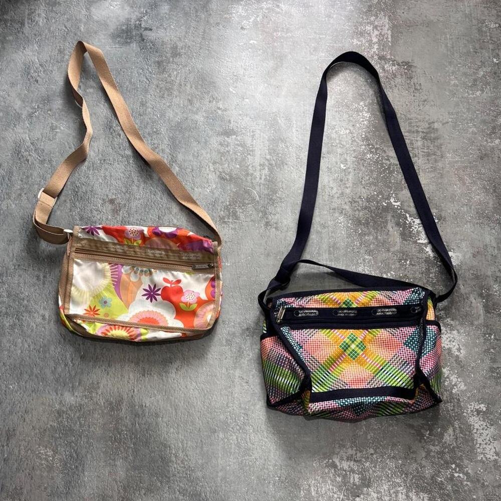 2000s Y2K Multi Colored Floral Geometric Print Crossbody Bags! Lesportsac